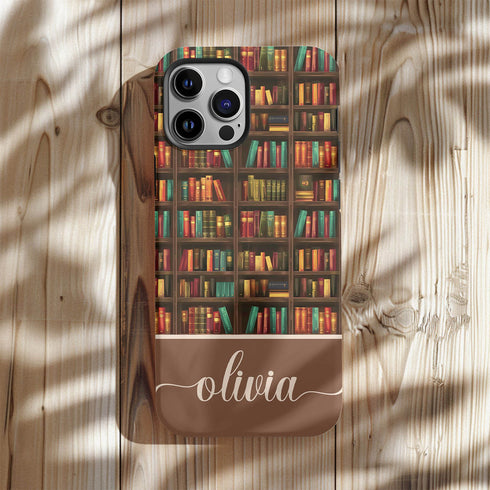Custom Name Bookshelf Academia iPhone Case